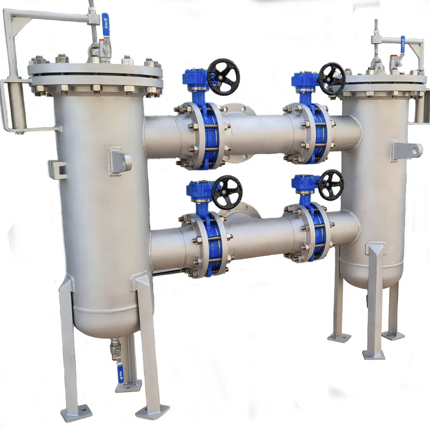 Filtro duplex de doble canasta para filtracion continua industrial